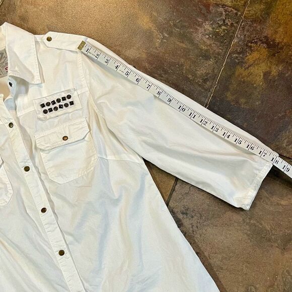 Seven For All Mankind Snap Button Up White Blouse Small - Picture 7 of 15
